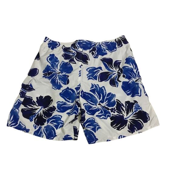 Speedo Swim Shorts Men's Blue/White Floral Aloha Lace Up Size M - Picture 2 of 8